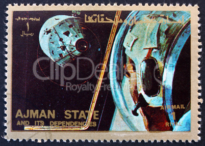 Postage stamp Ajman 1973 Docking Maneuver, Apollo