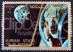Postage stamp Ajman 1973 Docking Maneuver, Apollo