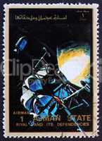 Postage stamp Ajman 1973 Eagle and Columbia in Space