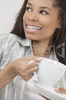 African American Woman Girl Drinking Tea or Coffee