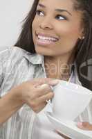 African American Woman Girl Drinking Tea or Coffee
