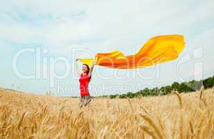 teen girl at the wheat field