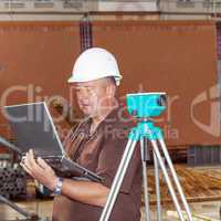 Civil engineer with leveling