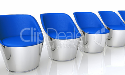 Clubchairs in a row - blue silver