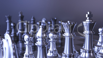 Schachfiguren Silber Blau