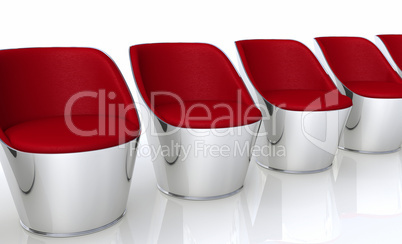 Clubchairs in a row - red silver