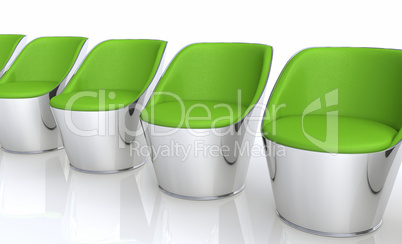 Clubchairs in a row - green silver