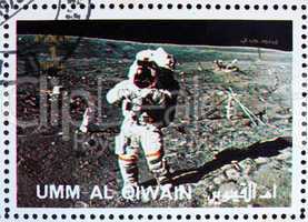 Postage stamp Umm al-Quwain 1972 Astronaut walks on the Moon