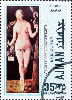 Postage stamp Ajman 1970 Eve by Albrecht Durer