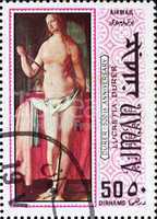 Postage stamp Ajman 1970 Lucretia by Albrecht Durer