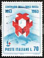 Postage stamp Italy 1963 Crosses on Globe