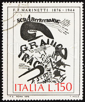 Postage stamp Italy 1976 The Gunner?s Letter by Marinetti