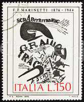Postage stamp Italy 1976 The Gunner?s Letter by Marinetti