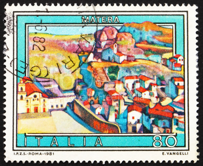 Postage stamp Italy 1981 View of Matera, Basilicata, Italy