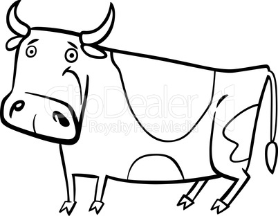 cartoon illustration of farm cow for coloring