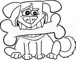 Cartoon Dog with big bone for coloring