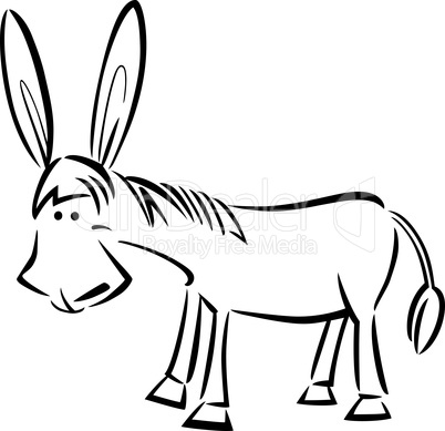 cartoon illustration of donkey for coloring