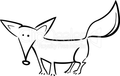 cartoon illustration of fox for coloring