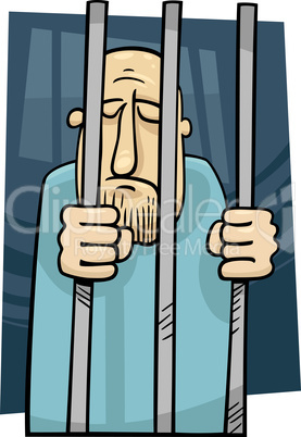 cartoon illustration of jailed man