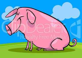 cartoon illustration of farm pig