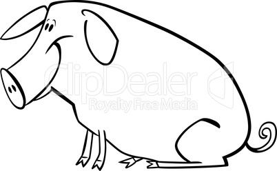 Cartoon pig for coloring page