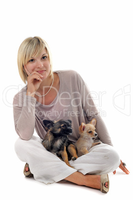 girl and chihuahuas