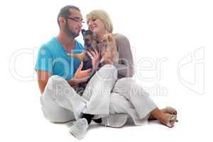 couple and chihuahua
