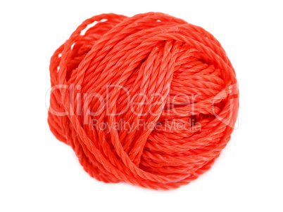 Red ball of yarn isolated on a white
