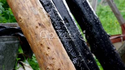 construction Wooden paling.covering bitumen