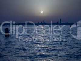 Pale Moon over Venice Italy