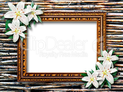 frame with lily flowers