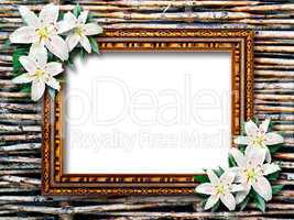 frame with lily flowers