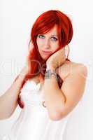 Red-haired woman as an angel