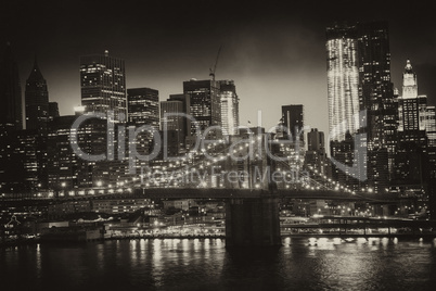 Manhattan, New York City - Black and White view of Tall Skyscrap