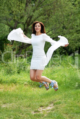 Young woman jumping