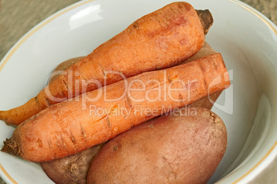 Boiled vegetables on a plate