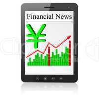 Financial News yena on Tablet PC. Isolated on white.