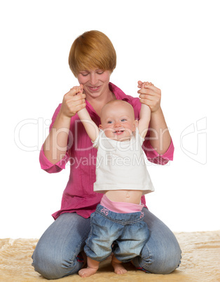 Cute baby learning to walk