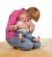 Mother with laughing baby