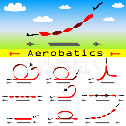 Aerobatics airplane on blue sky background