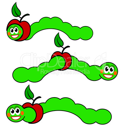 apple and Worm caterpillars , vector