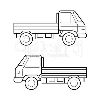 Car , vector black lines over white background