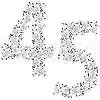 Hand drawing ornamental alphabet. Letter 45