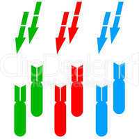 Vector set of arrows and bombs