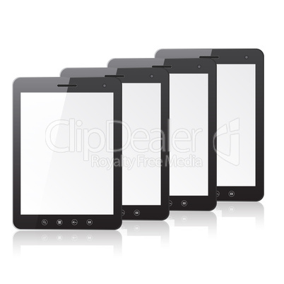 Four tablet PC computer with blank screen