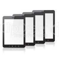 Four tablet PC computer with blank screen