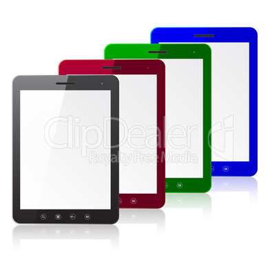 Four color tablet PC computer with blank screen