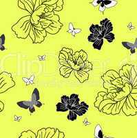 seamless wallpaper flowers and butterflies