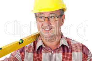 Construction worker with level