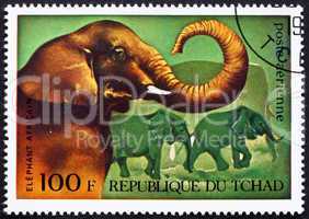 Postage stamp Chad 1972 African Elephants, African Wild Animals
